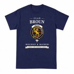 Broun Ancient Tartan Crest Mischief and Mayhem T-shirt