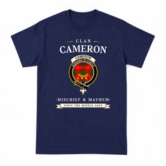 Cameron Modern Tartan Crest Mischief and Mayhem T-shirt