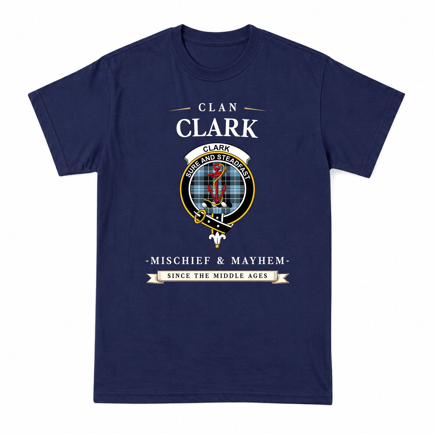 Clark Ancient Tartan Crest Mischief and Mayhem T-shirt