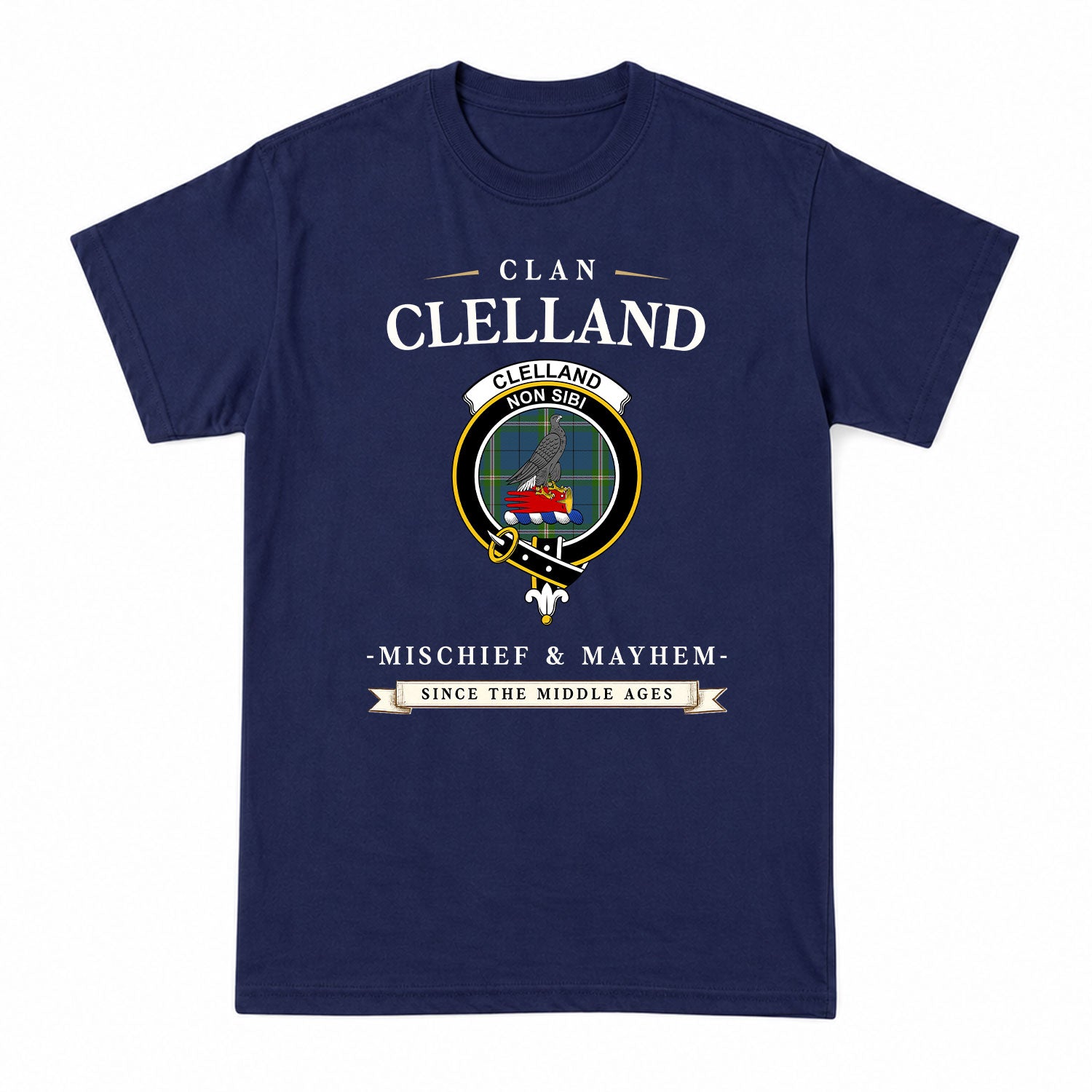 Clelland Tartan Crest Mischief and Mayhem T-shirt