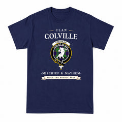 Colville Tartan Crest Mischief and Mayhem T-shirt