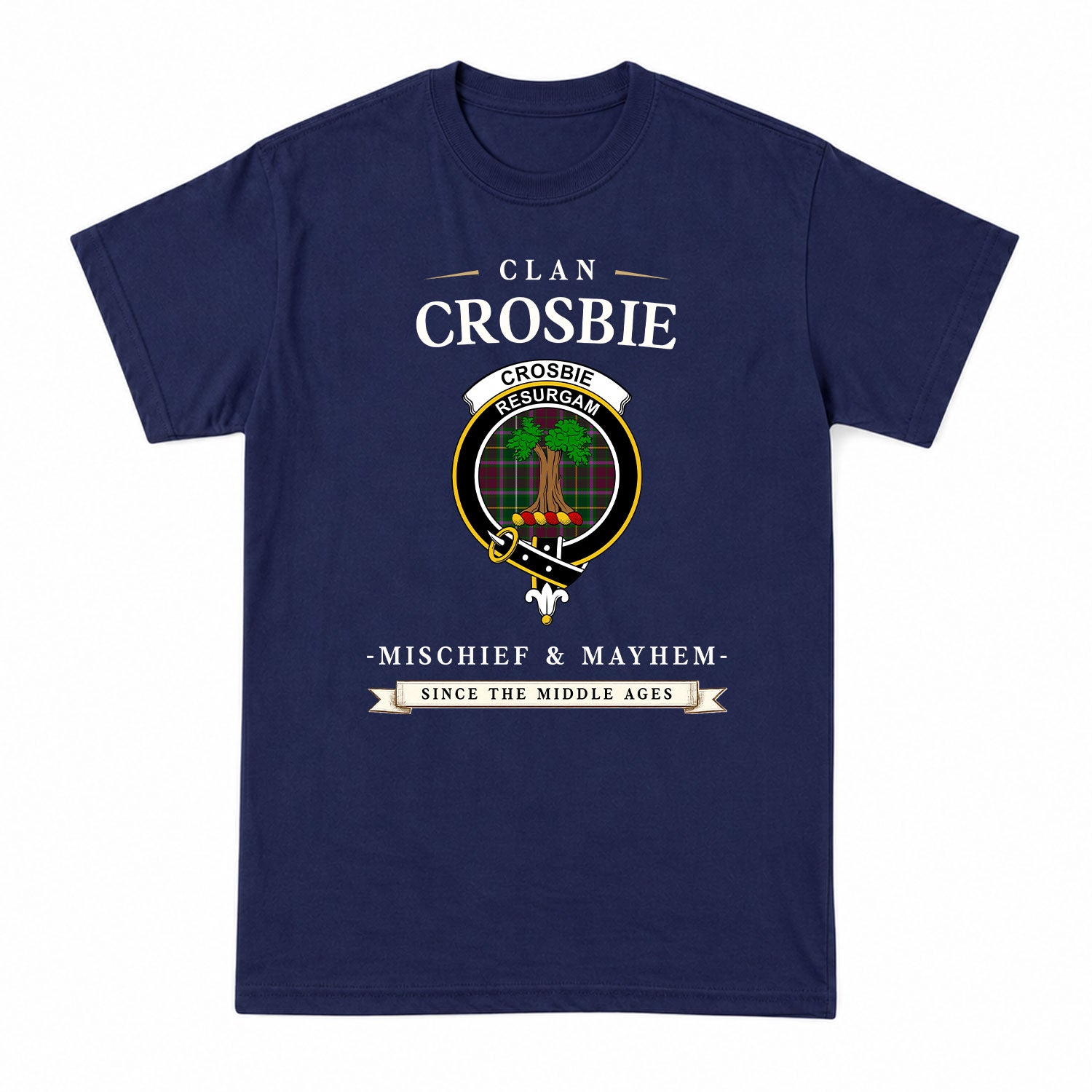 Crosbie Tartan Crest Mischief and Mayhem T-shirt