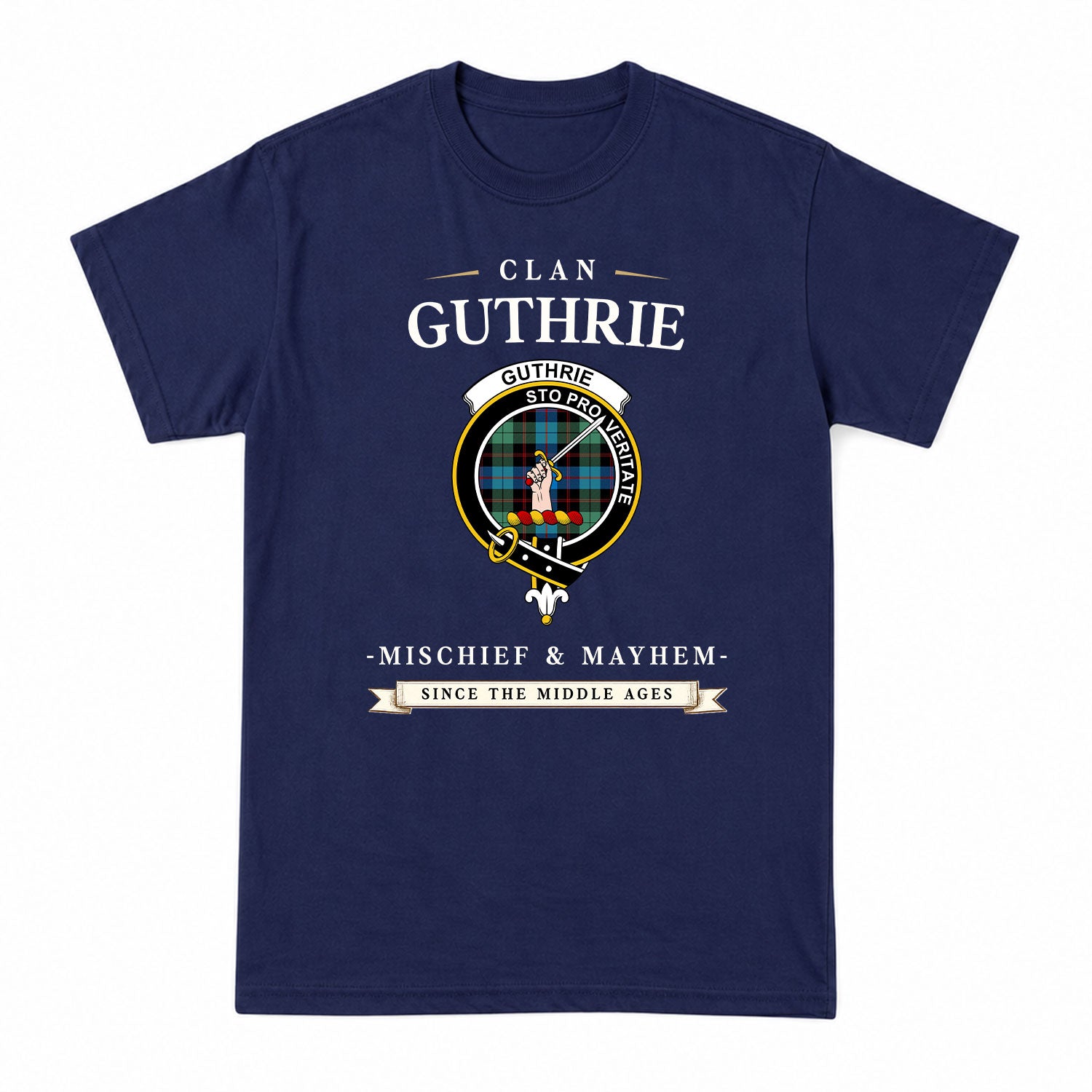 Guthrie Ancient Tartan Crest Mischief and Mayhem T-shirt