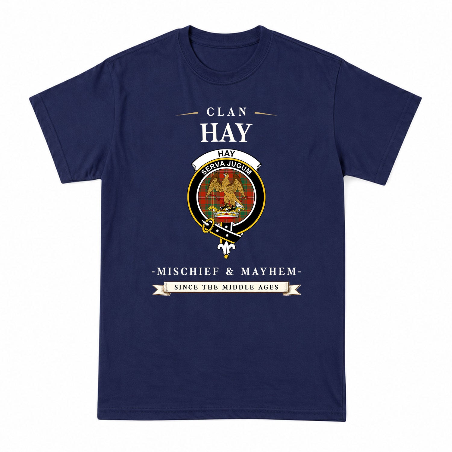 Hay Ancient Tartan Crest Mischief and Mayhem T-shirt