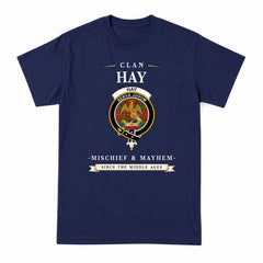 Hay Ancient Tartan Crest Mischief and Mayhem T-shirt