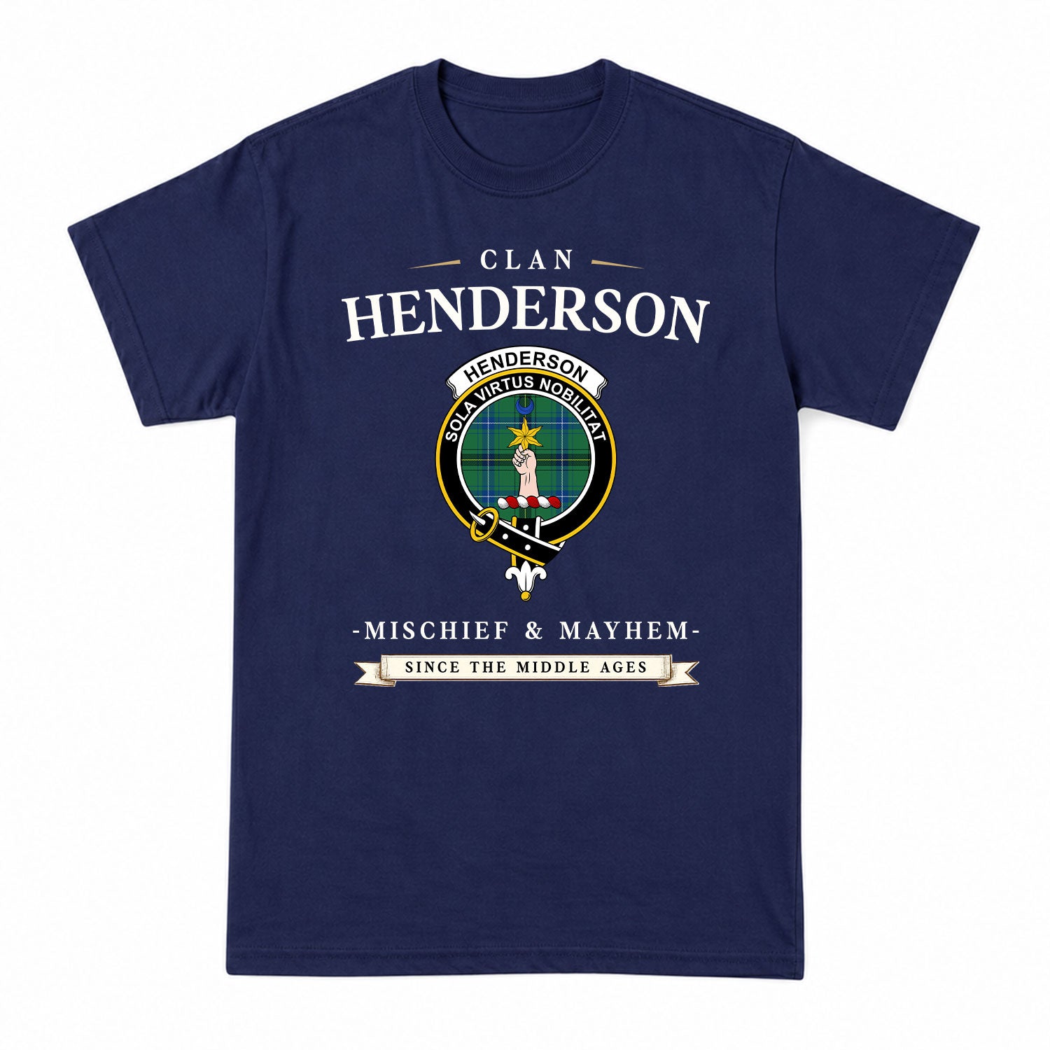 Henderson Ancient Tartan Crest Mischief and Mayhem T-shirt