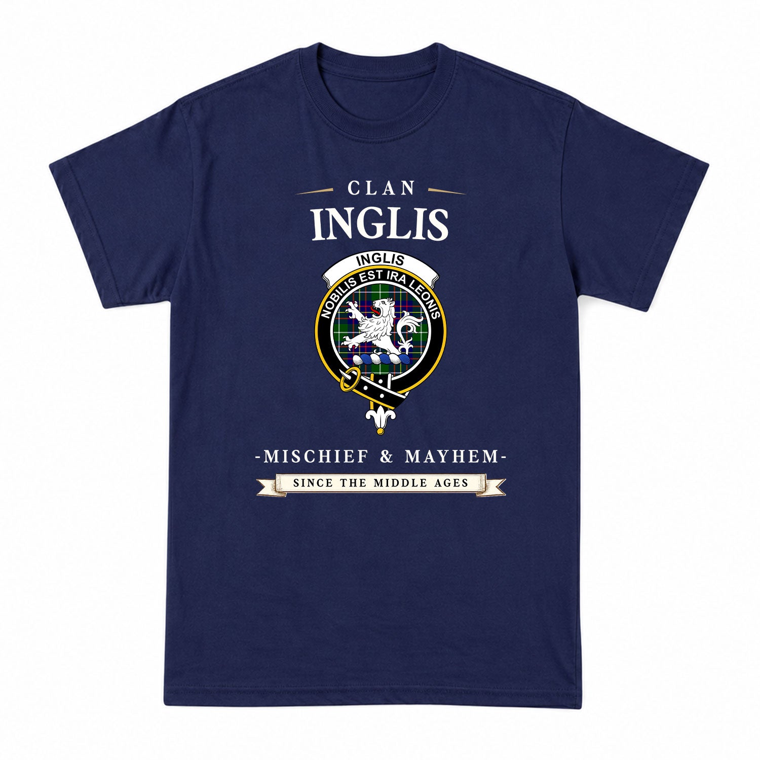 Inglis Modern Tartan Crest Mischief and Mayhem T-shirt