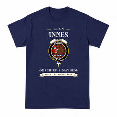 Innes Modern Tartan Crest Mischief and Mayhem T-shirt