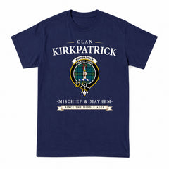 Kirkpatrick Ancient Tartan Crest Mischief and Mayhem T-shirt
