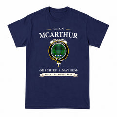 McArthur Ancient Tartan Crest Mischief and Mayhem T-shirt