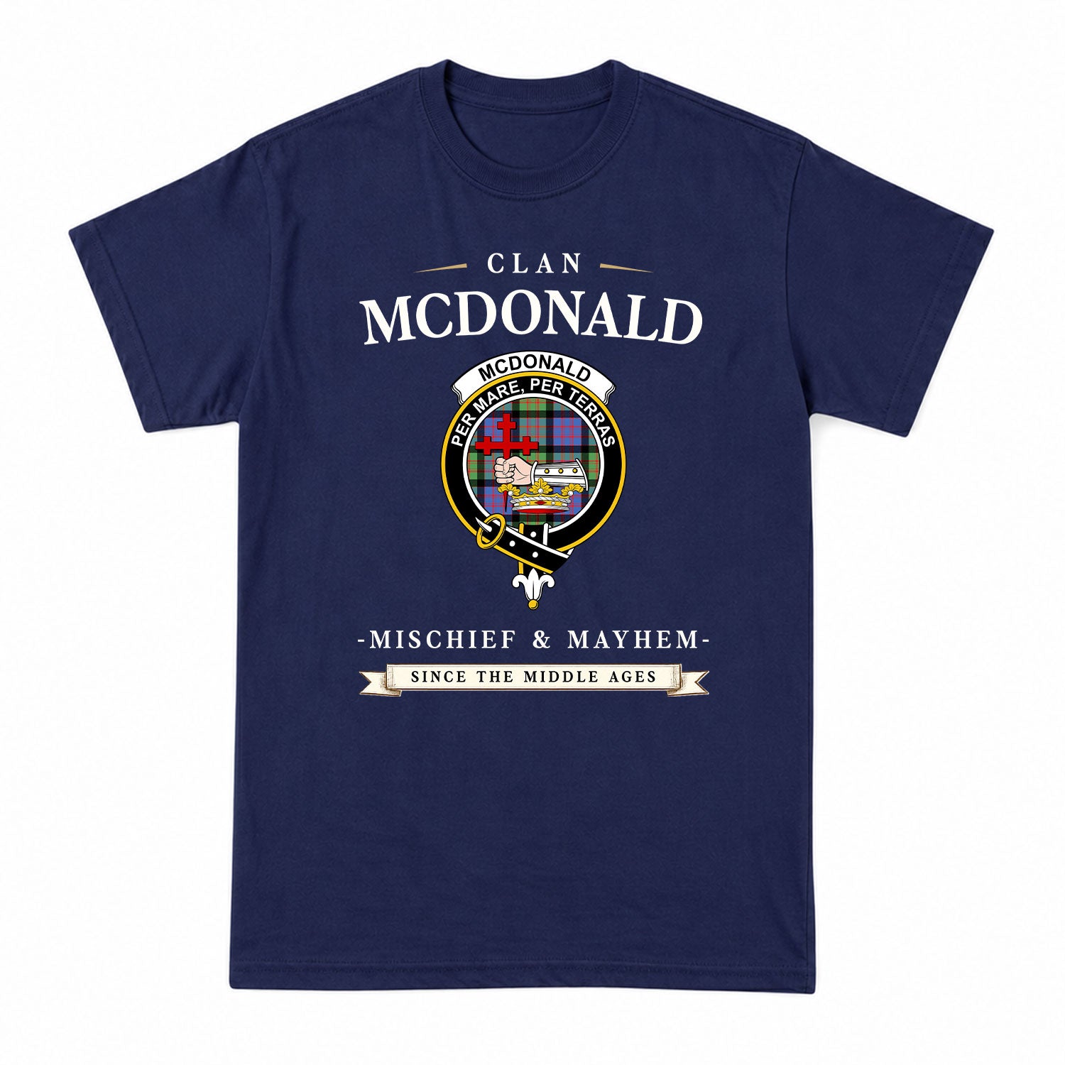 McDonald Ancient Tartan Crest Mischief and Mayhem T-shirt