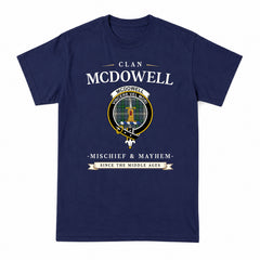 McDowell (MacDowell) Tartan Crest Mischief and Mayhem T-shirt
