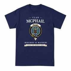 McPhail Hunting Ancient Tartan Crest Mischief and Mayhem T-shirt