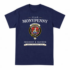 Monypenny Tartan Crest Mischief and Mayhem T-shirt