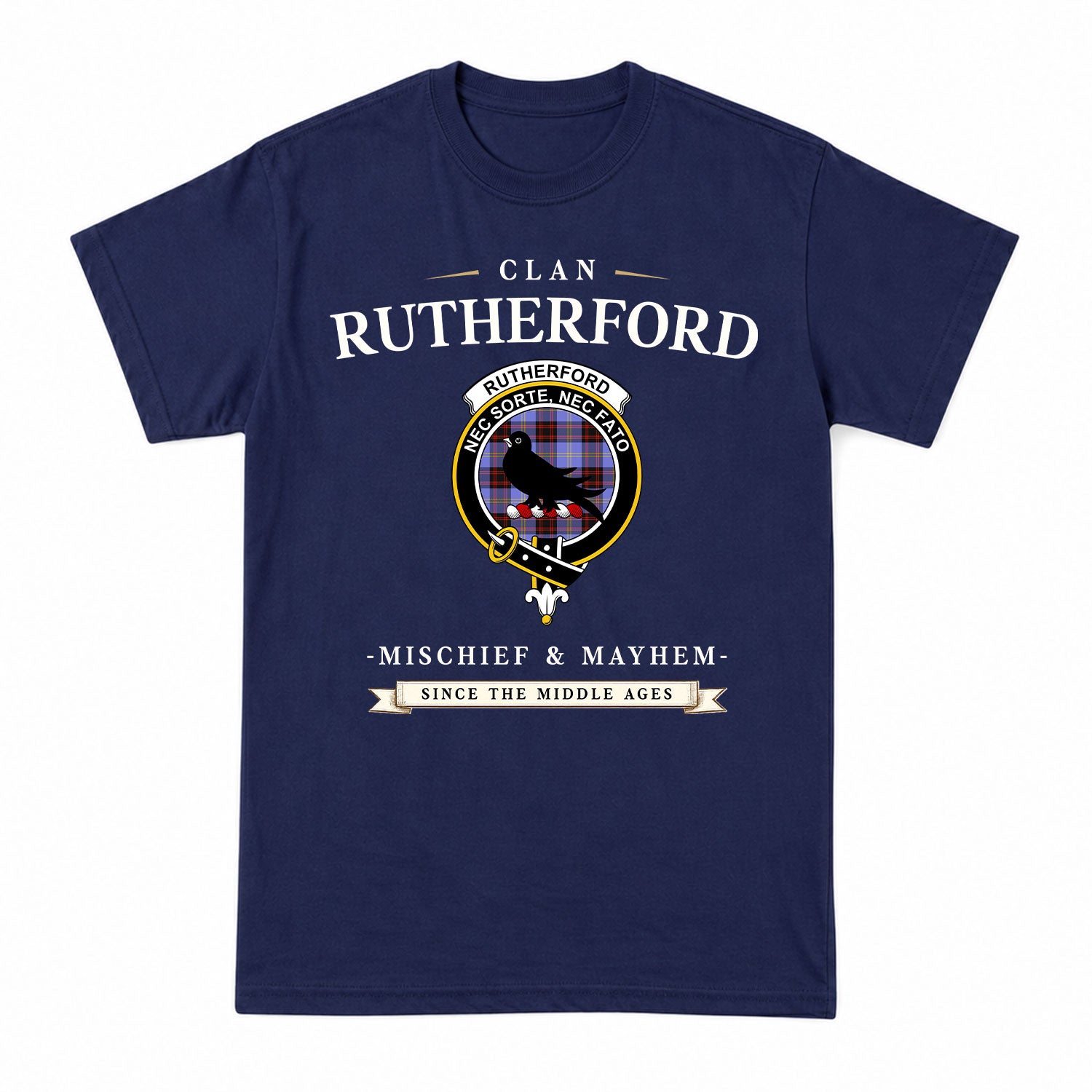 Rutherford Tartan Crest Mischief and Mayhem T-shirt