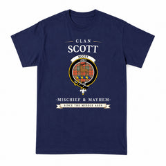 Scott Ancient Tartan Crest Mischief and Mayhem T-shirt