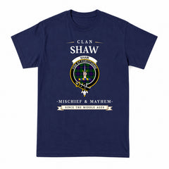 Shaw Modern Tartan Crest Mischief and Mayhem T-shirt