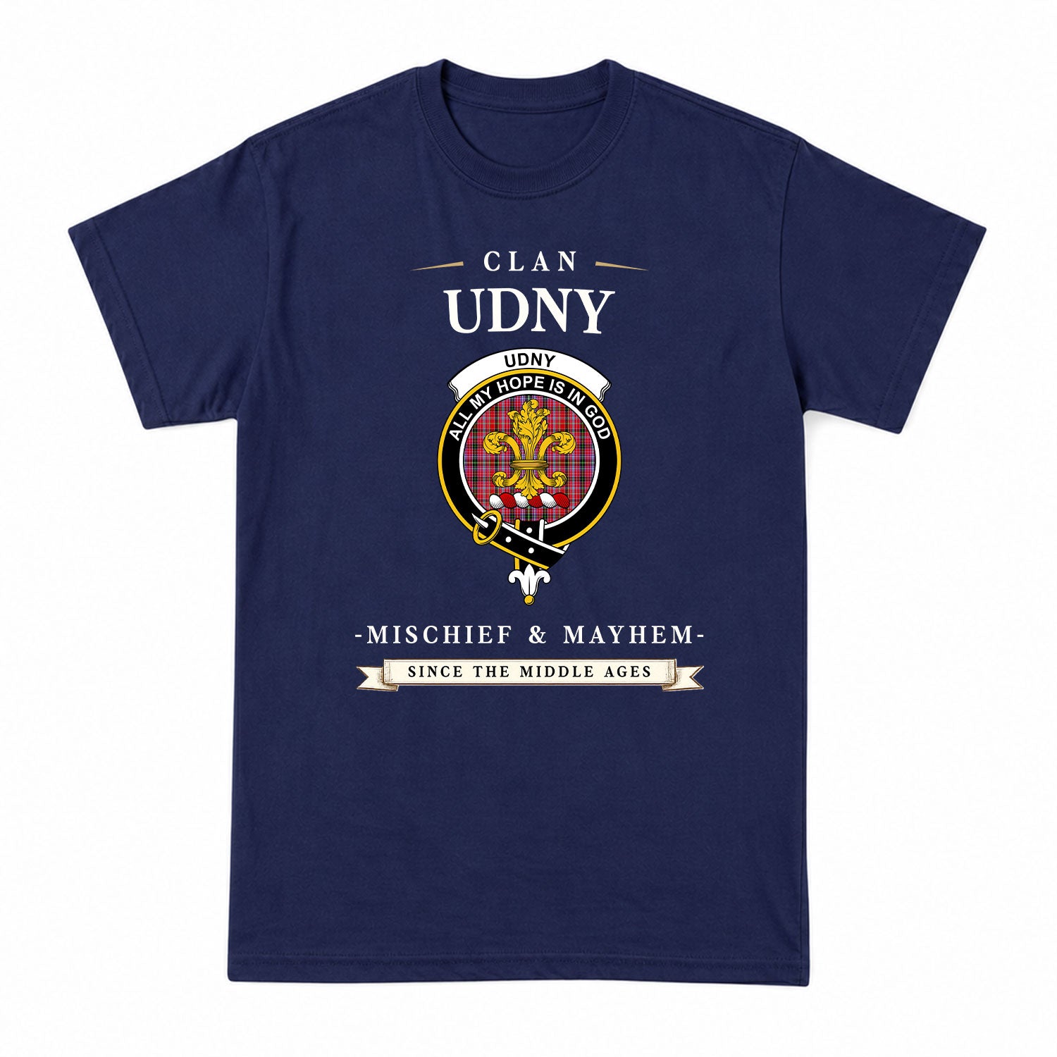 Udny Tartan Crest Mischief and Mayhem T-shirt