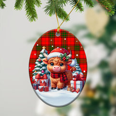 Adair Modern Tartan Christmas Ceramic Ornament - Highland Cow Winter Style