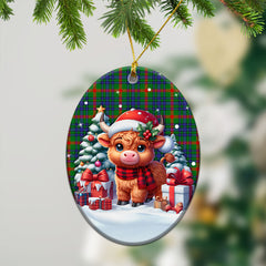 Aiton Tartan Christmas Ceramic Ornament - Highland Cow Winter Style