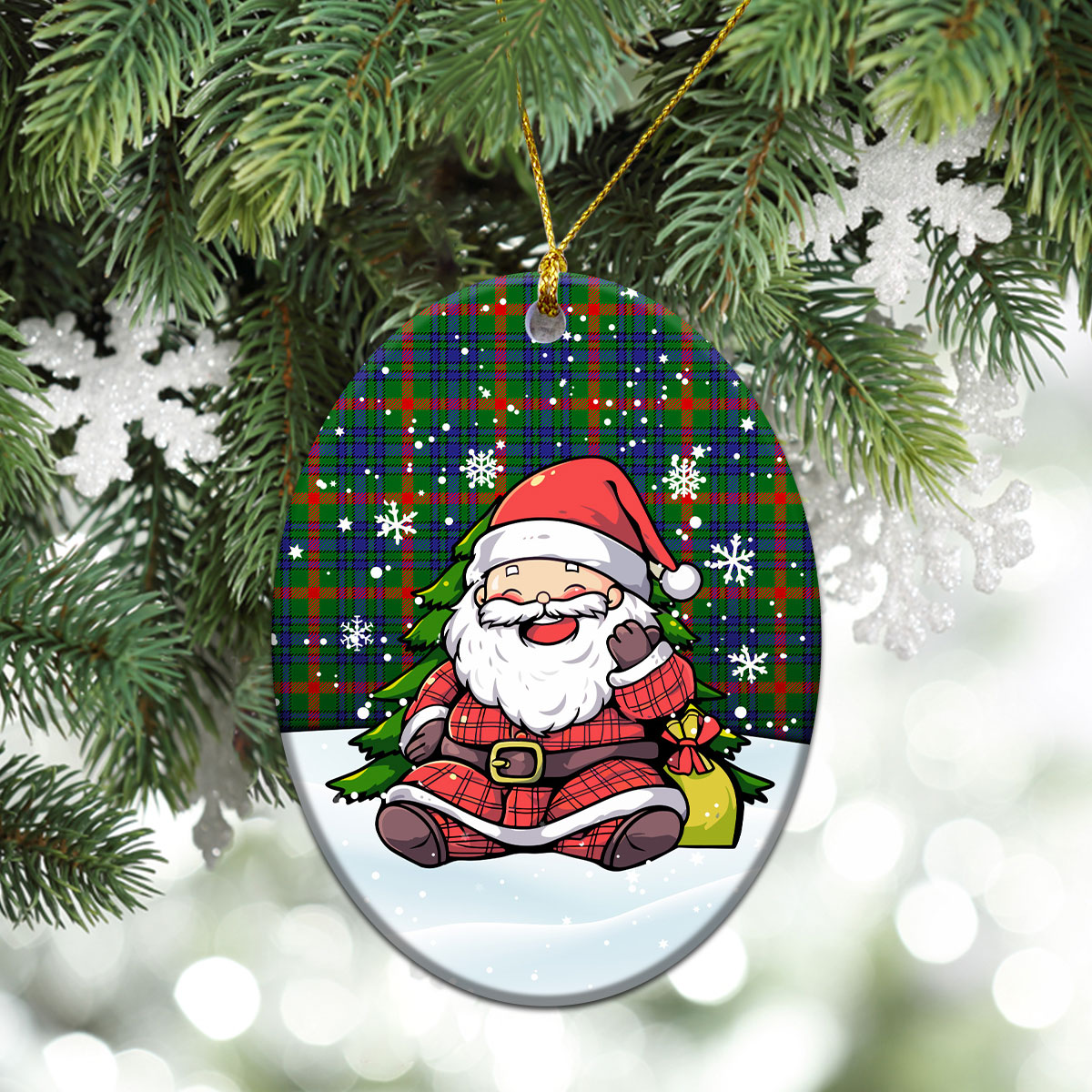 Aiton Tartan Christmas Ceramic Ornament - Scottish Santa Style