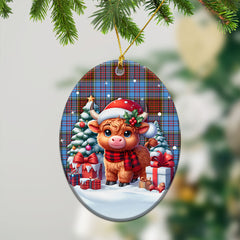 Anderson Modern Tartan Christmas Ceramic Ornament - Highland Cow Winter Style