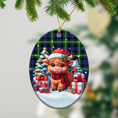 Baillie Modern Tartan Christmas Ceramic Ornament - Highland Cow Winter Style