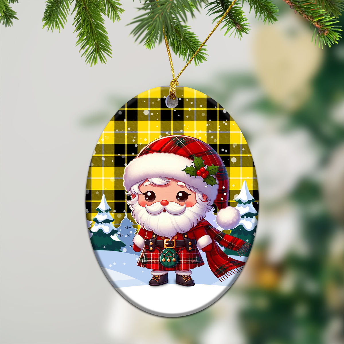 Barclay Dress Modern Tartan Christmas Ceramic Ornament - Santa Claus In Kilt Style