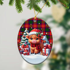 Belshes Tartan Christmas Ceramic Ornament - Highland Cow Winter Style