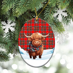 Binning (of Wallifoord) Tartan Christmas Ceramic Ornament - Highland Cows Snow Style