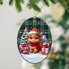 Blyth Tartan Christmas Ceramic Ornament - Highland Cow Winter Style