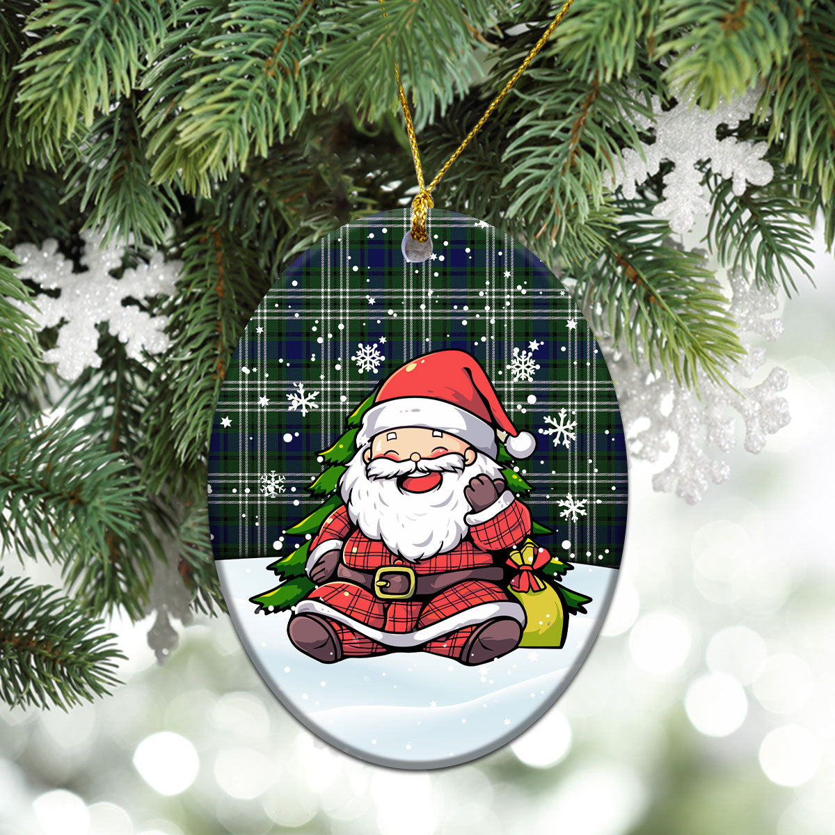 Blyth Tartan Christmas Ceramic Ornament - Scottish Santa Style