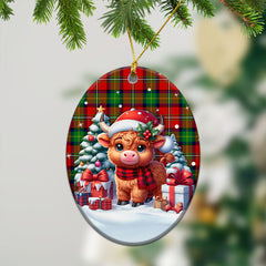 Boyd Modern Tartan Christmas Ceramic Ornament - Highland Cow Winter Style