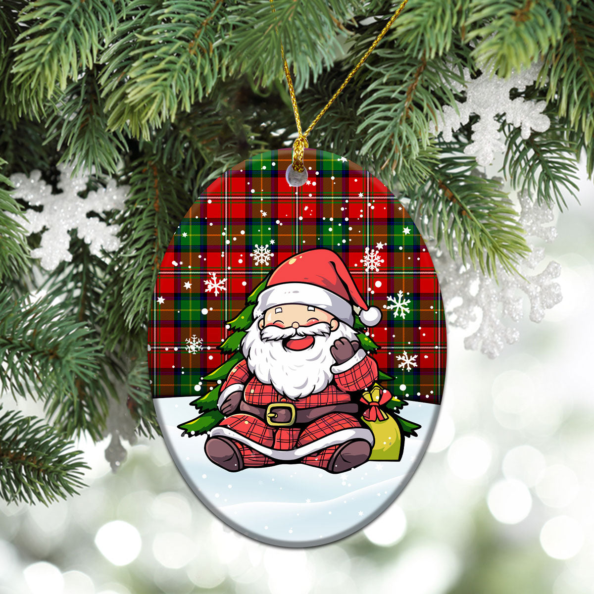 Boyd Modern Tartan Christmas Ceramic Ornament - Scottish Santa Style