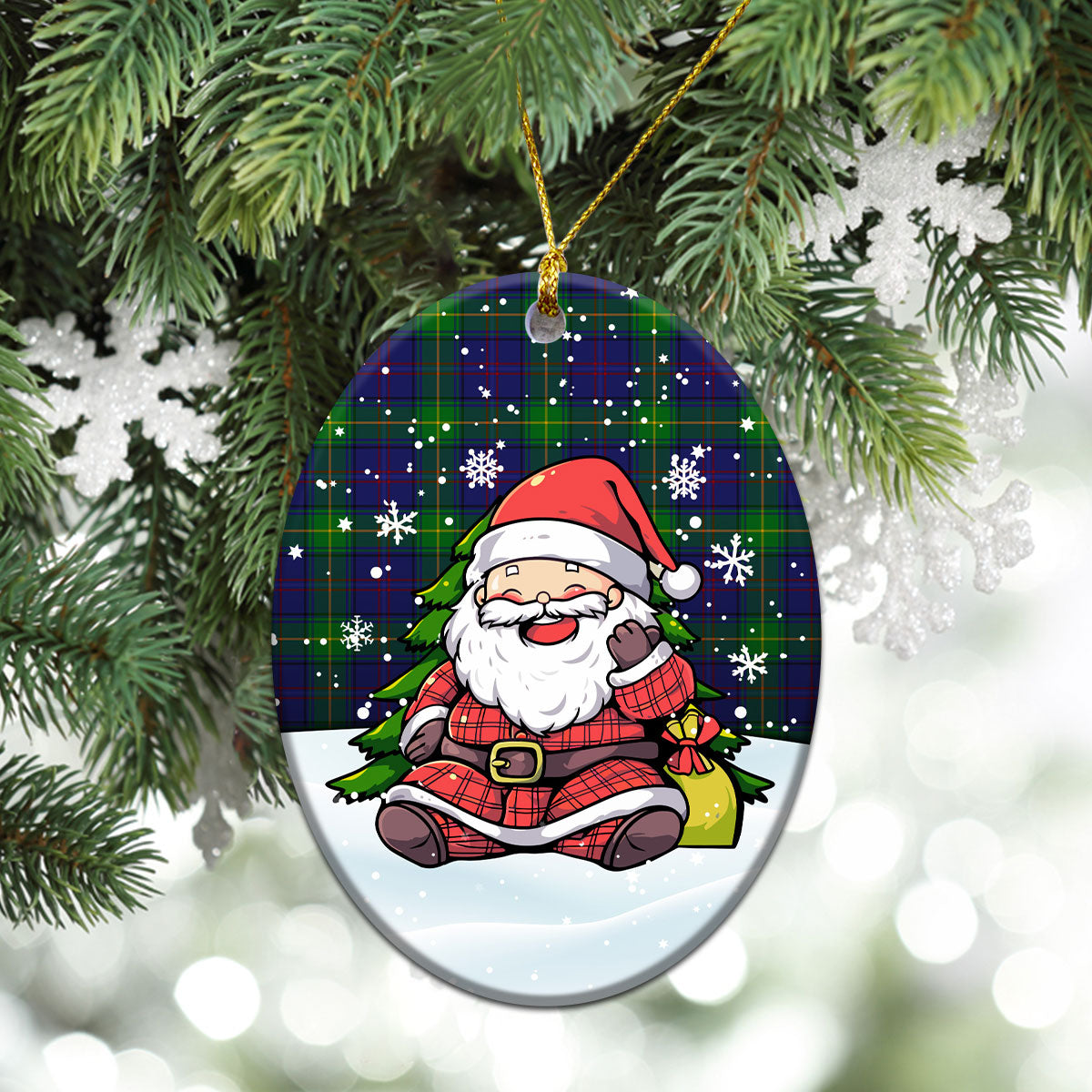 Boyle Tartan Christmas Ceramic Ornament - Scottish Santa Style