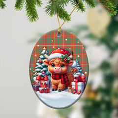 Bruce Ancient Tartan Christmas Ceramic Ornament - Highland Cow Winter Style