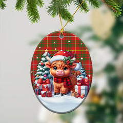 Bruce Modern Tartan Christmas Ceramic Ornament - Highland Cow Winter Style