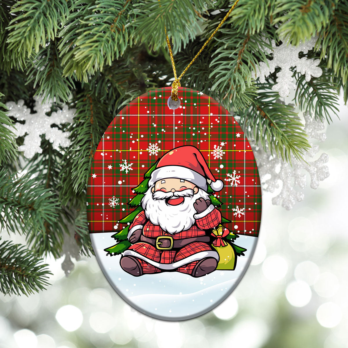 Bruce Modern Tartan Christmas Ceramic Ornament - Scottish Santa Style