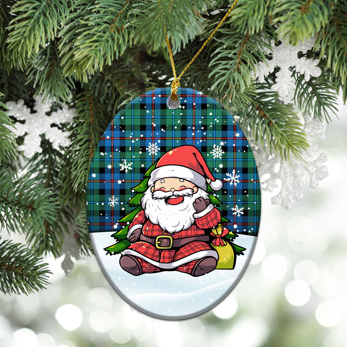 Campbell of Cawdor Ancient Tartan Christmas Ceramic Ornament - Scottish Santa Style