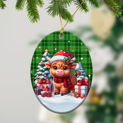 Clephan (or Clephane) Tartan Christmas Ceramic Ornament - Highland Cow Winter Style