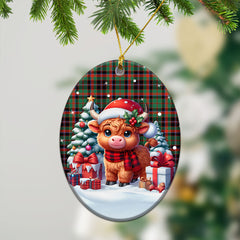 Cumming Hunting Ancient Tartan Christmas Ceramic Ornament - Highland Cow Winter Style