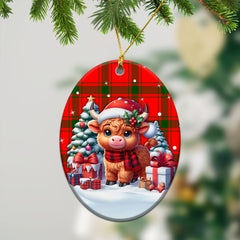 Darroch (Gourock) Tartan Christmas Ceramic Ornament - Highland Cow Winter Style