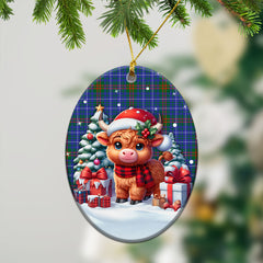 Edmonstone Tartan Christmas Ceramic Ornament - Highland Cow Winter Style