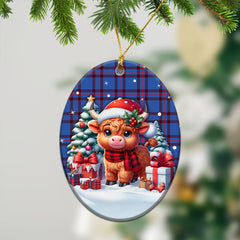 Elliott Modern Tartan Christmas Ceramic Ornament - Highland Cow Winter Style