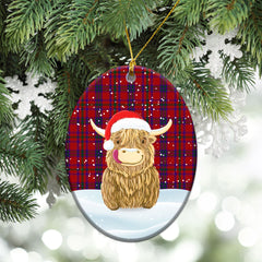 Fiddes Tartan Christmas Ceramic Ornament - Highland Cows Style