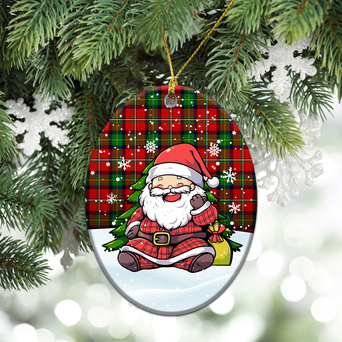 Fullarton Tartan Christmas Ceramic Ornament - Scottish Santa Style