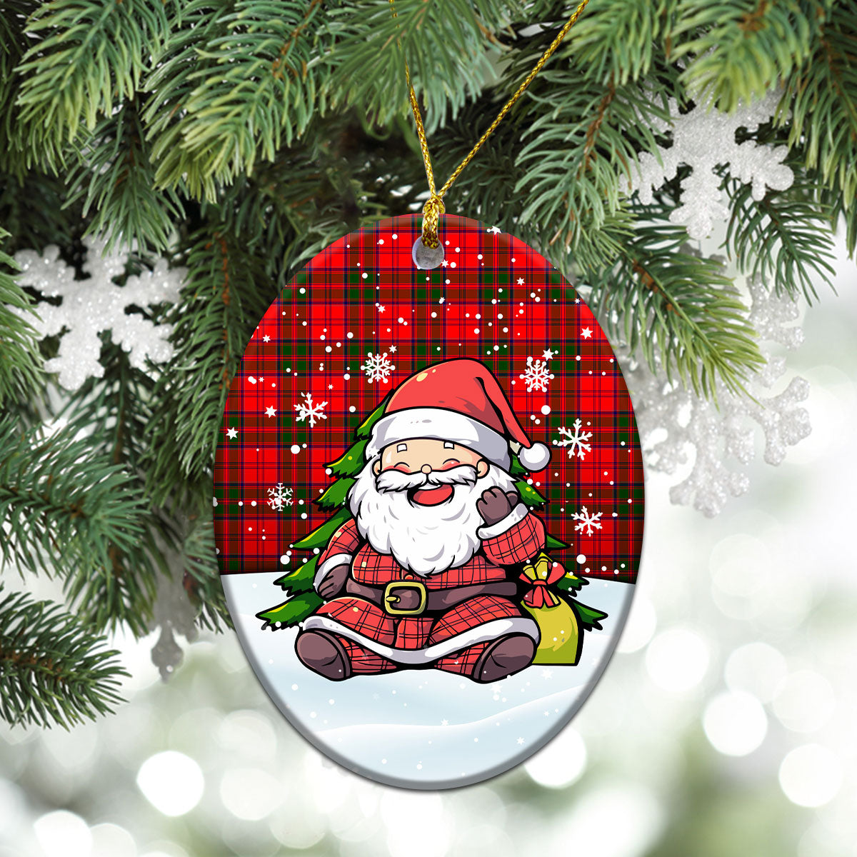 Grant Modern Tartan Christmas Ceramic Ornament - Scottish Santa Style