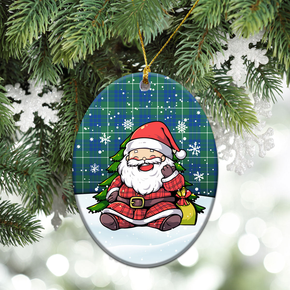 Hamilton Hunting Ancient Tartan Christmas Ceramic Ornament - Scottish Santa Style