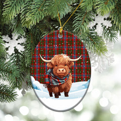 Harkness Dress Tartan Christmas Ceramic Ornament - Highland Cows Snow Style