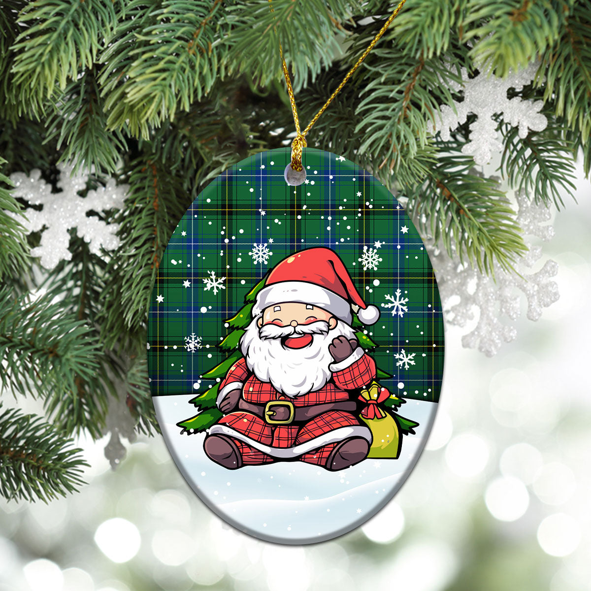 Henderson Ancient Tartan Christmas Ceramic Ornament - Scottish Santa Style